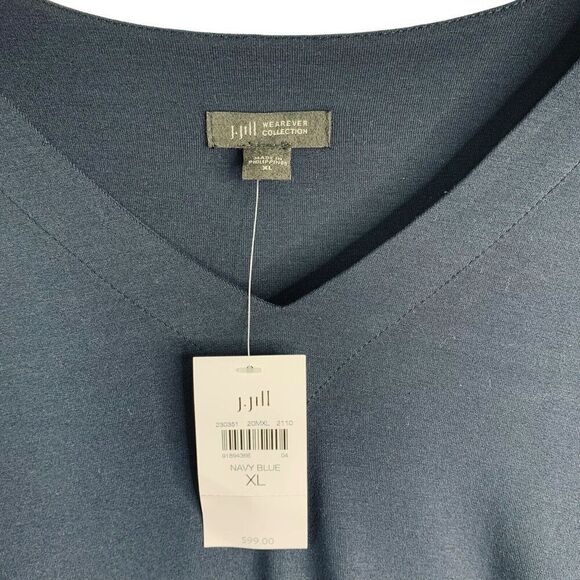 J Jill Navy V Neck Long Sleeve T-Shirt Shift Dress Womens Size XL NWT $99 - Picture 3 of 9